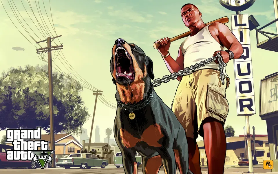 Franklin and Chop, official GTA Story mode wallpaper