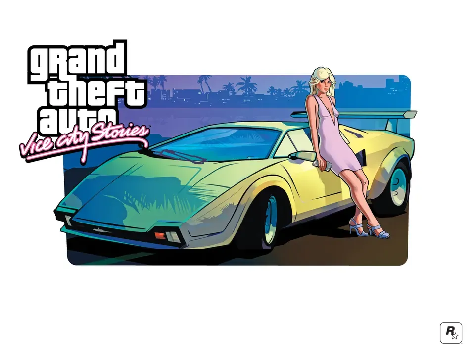 Girl and car, official GTA Vice City Stories wallpaper