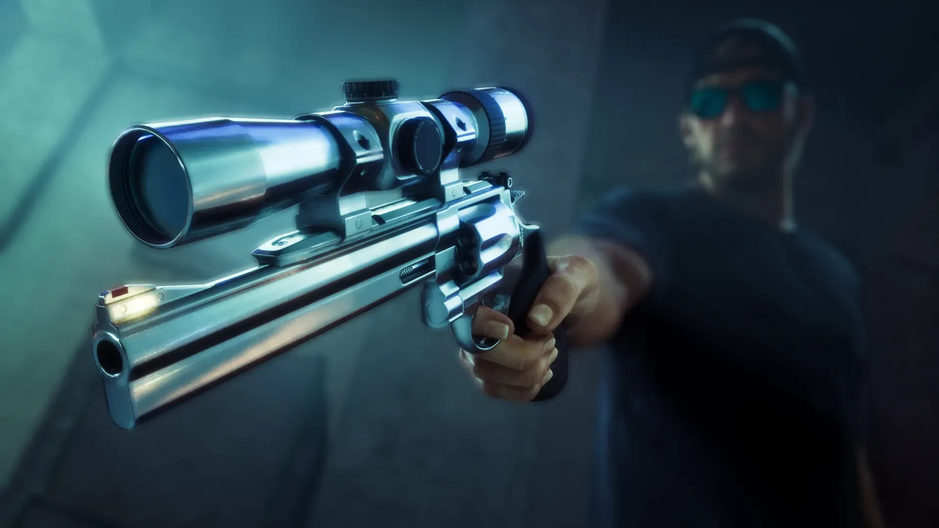 Jason holding a Hawk and Little Morgan revolver with a high-performance scope.
