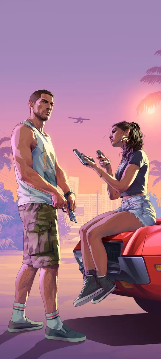 Jason and Lucia Lock and Load, official GTA 6 iPhone wallpaper