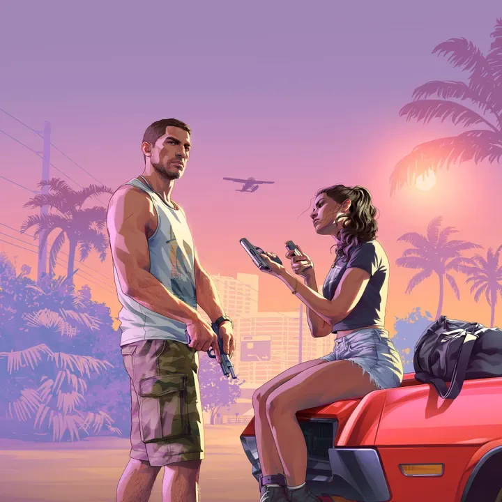 Jason and Lucia Lock and Load, official GTA 6 iPad and tablet wallpaper