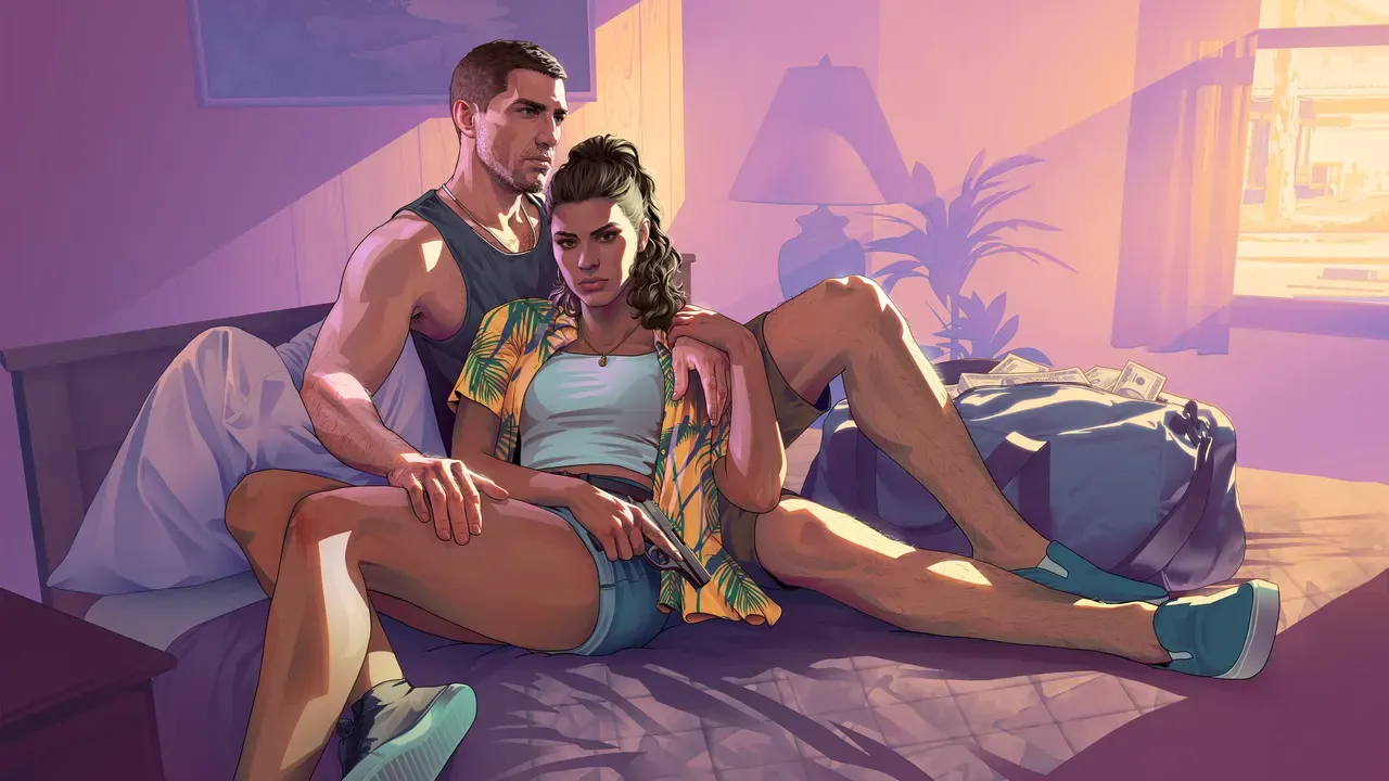 Jason and Lucia Motel official GTA 6 wallpaper