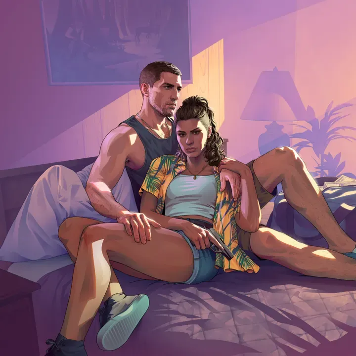 Jason and Lucia Motel, official GTA 6 iPad and tablet wallpaper