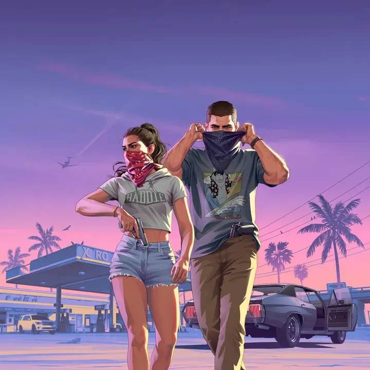 Jason and Lucia Robbery, official GTA 6 iPad and tablet wallpaper