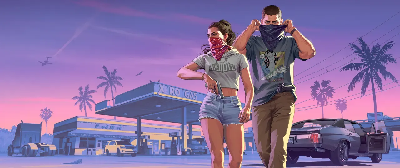 Jason and Lucia Robbery, official GTA 6 Ultrawide wallpaper
