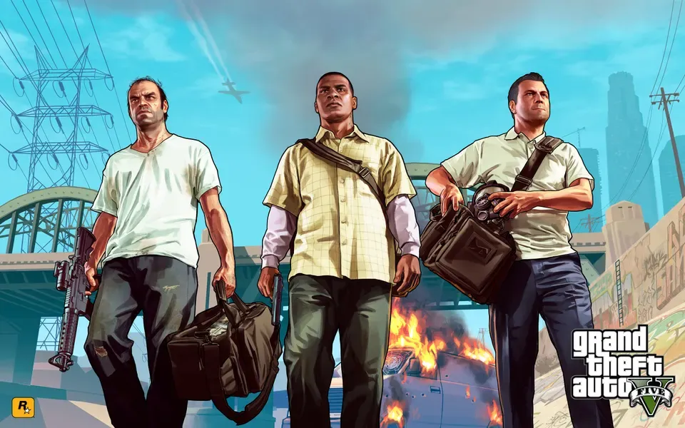 Trevor, Franklin and Michael, official GTA Story mode wallpaper